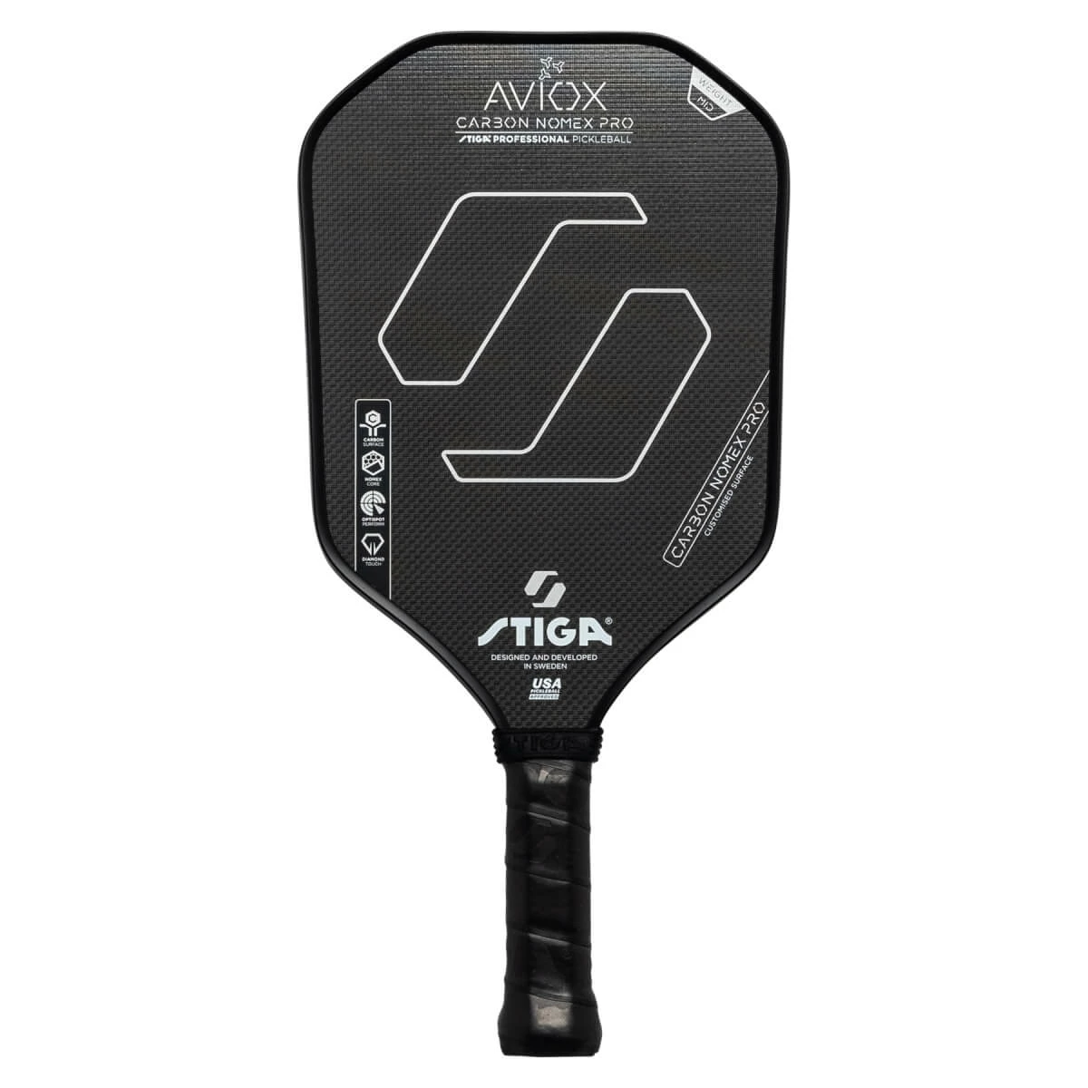 STIGA Aviox Carbon Nomex Pro Middleweight Carbon Fiber Pickleball Paddle 9 STIGA Aviox Carbon Nomex Pro Middleweight Carbon Fiber Pickleball Paddle - Image 9