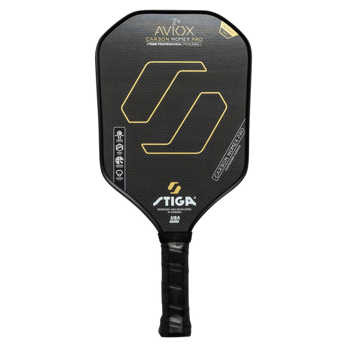 STIGA Aviox Carbon Nomex Pro Middleweight Carbon Fiber Pickleball Paddle 3 STIGA Aviox Carbon Nomex Pro Middleweight Carbon Fiber Pickleball Paddle - Image 3
